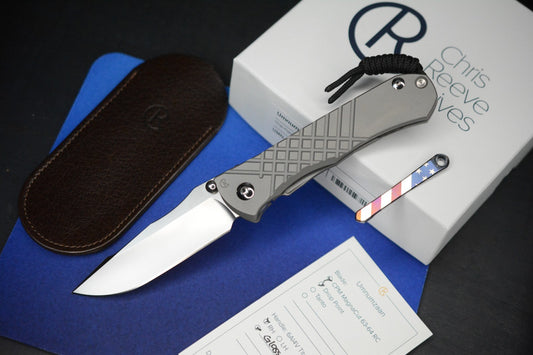 NEW Chris Reeve Umnumzaan - Glass Blasted / DP Magnacut w/ Custom Flag Clip