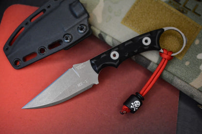 RARE T. KELL MR-1 Reverse Wharncliffe - Black Battlelock w/ Poison Bead & Sheath