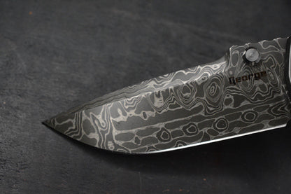 RARE Les George Morph VECP - Chad Nichols Intrepid Damascus Blade / Ti Scale