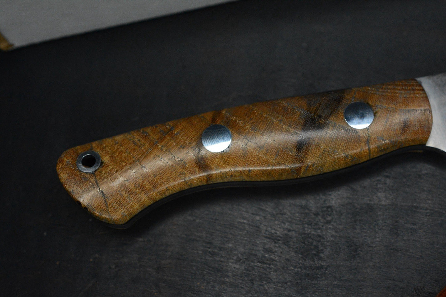 NEW Bark River Mini Tundra Spalted Hackberry Maple Burl #2  w/ Leather Sheath