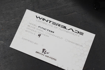 NEW Winterblade Factor B4 Laser Zebra Ti / DLC Satin Magnacut Batch 4 w/ COA