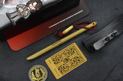 RARE Microtech TAC-P Ti PVD Gold Spike w/ John Wick Pack & Bullet Bead