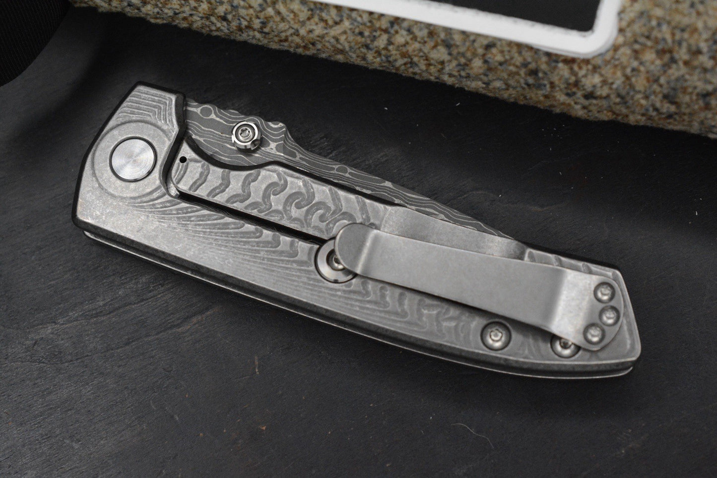 RARE Les George Morph VECP - Chad Nichols Intrepid Damascus Blade / Ti Scale