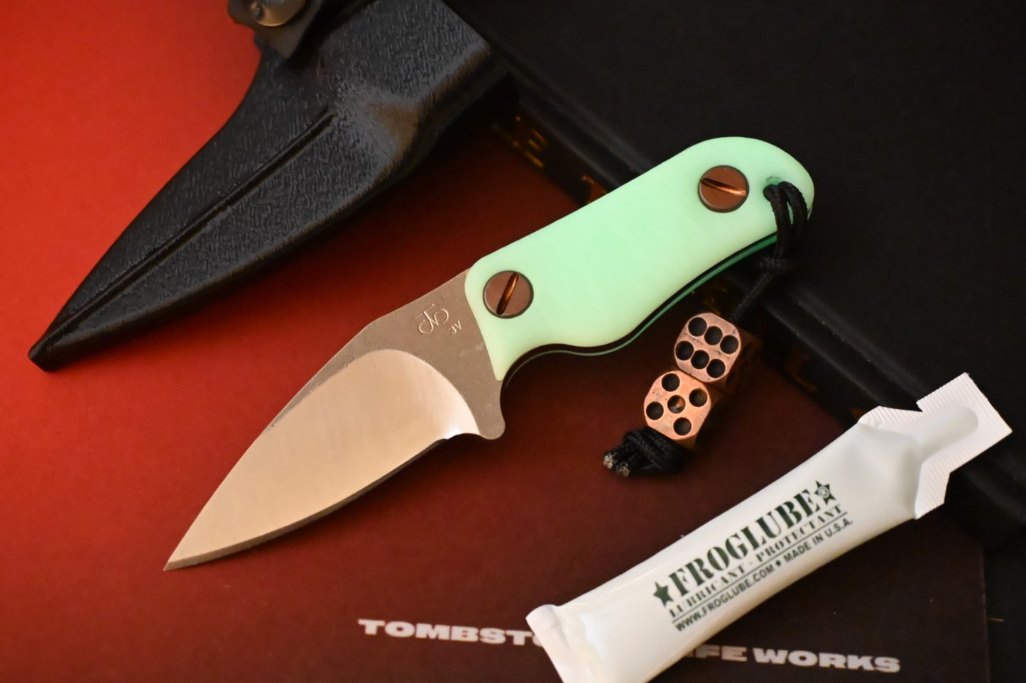 NEW Turner CNC Knome Custom Ltd Ed - Fungus GITD / 3V Blade w/ Copper Dice