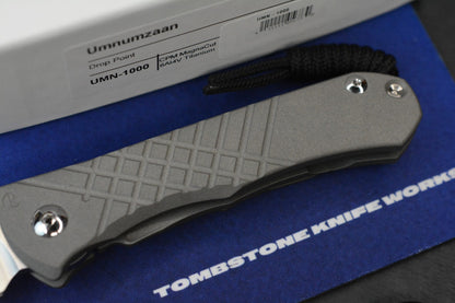 NEW Chris Reeve Umnumzaan - Sand Blasted / Drop Point Magnacut w/Leather Sheath
