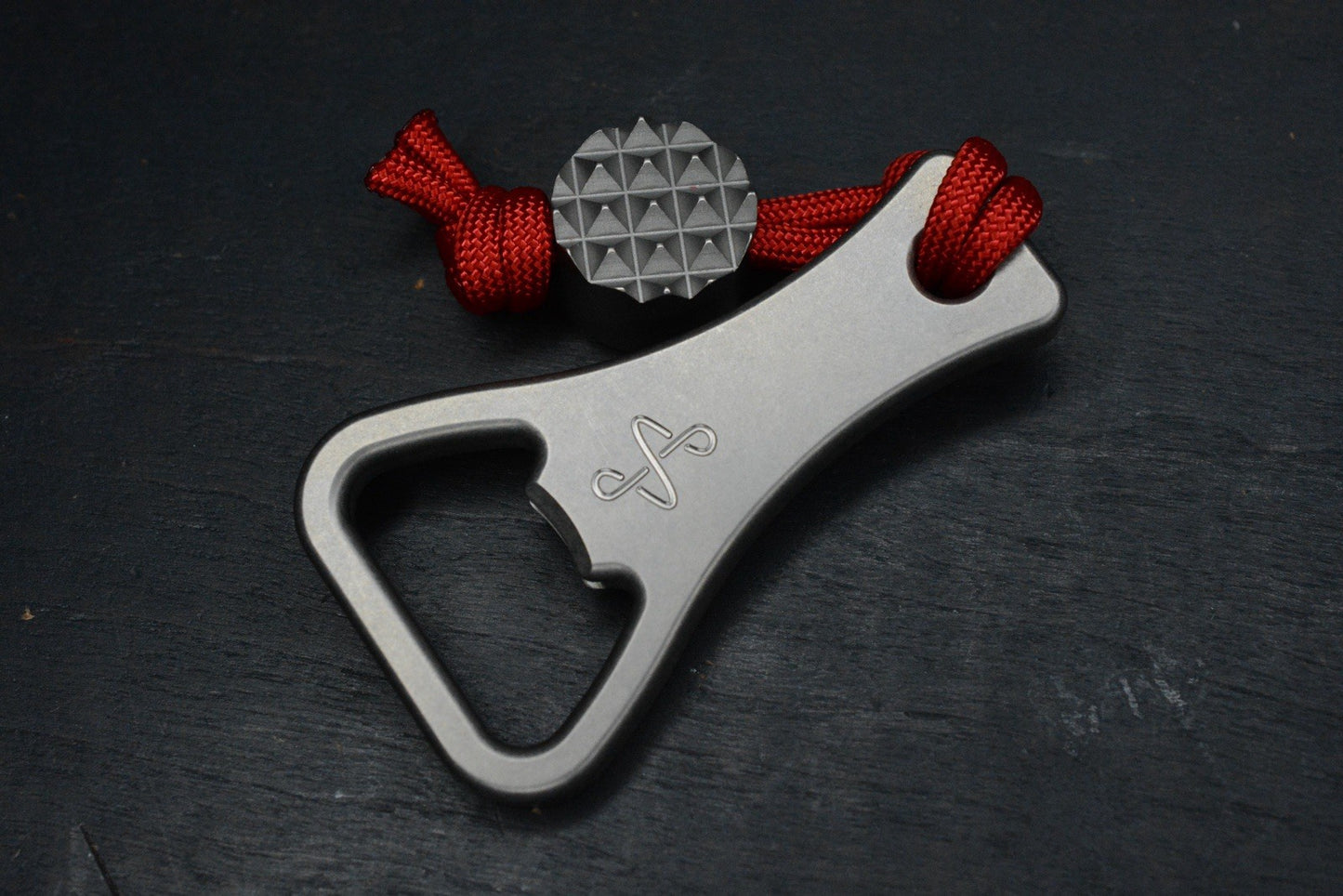 RARE PSD Designs Double Infinity Titanium Bottle Opener w/ TKW Curator