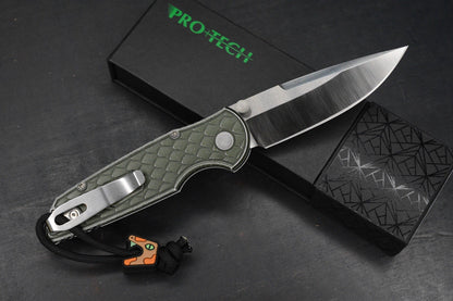 NEW Pro-Tech Integrity TR-3 Manual Green Battleworn Reptile Handle S35VN