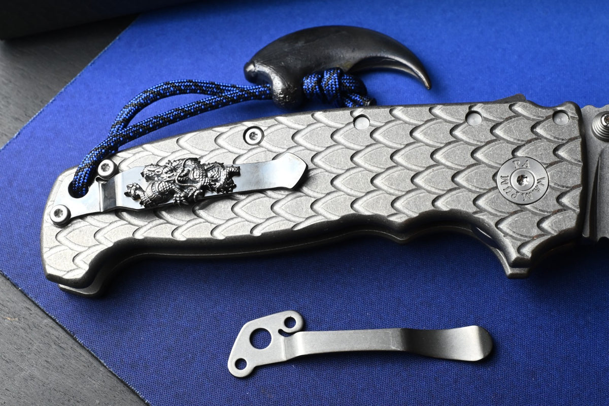 RARE Demko x Steel Flame AD20 XXX - Full Ti Dragon Scale / CPM3V Clip Point