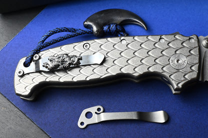 RARE Demko x Steel Flame AD20 XXX - Full Ti Dragon Scale / CPM3V Clip Point