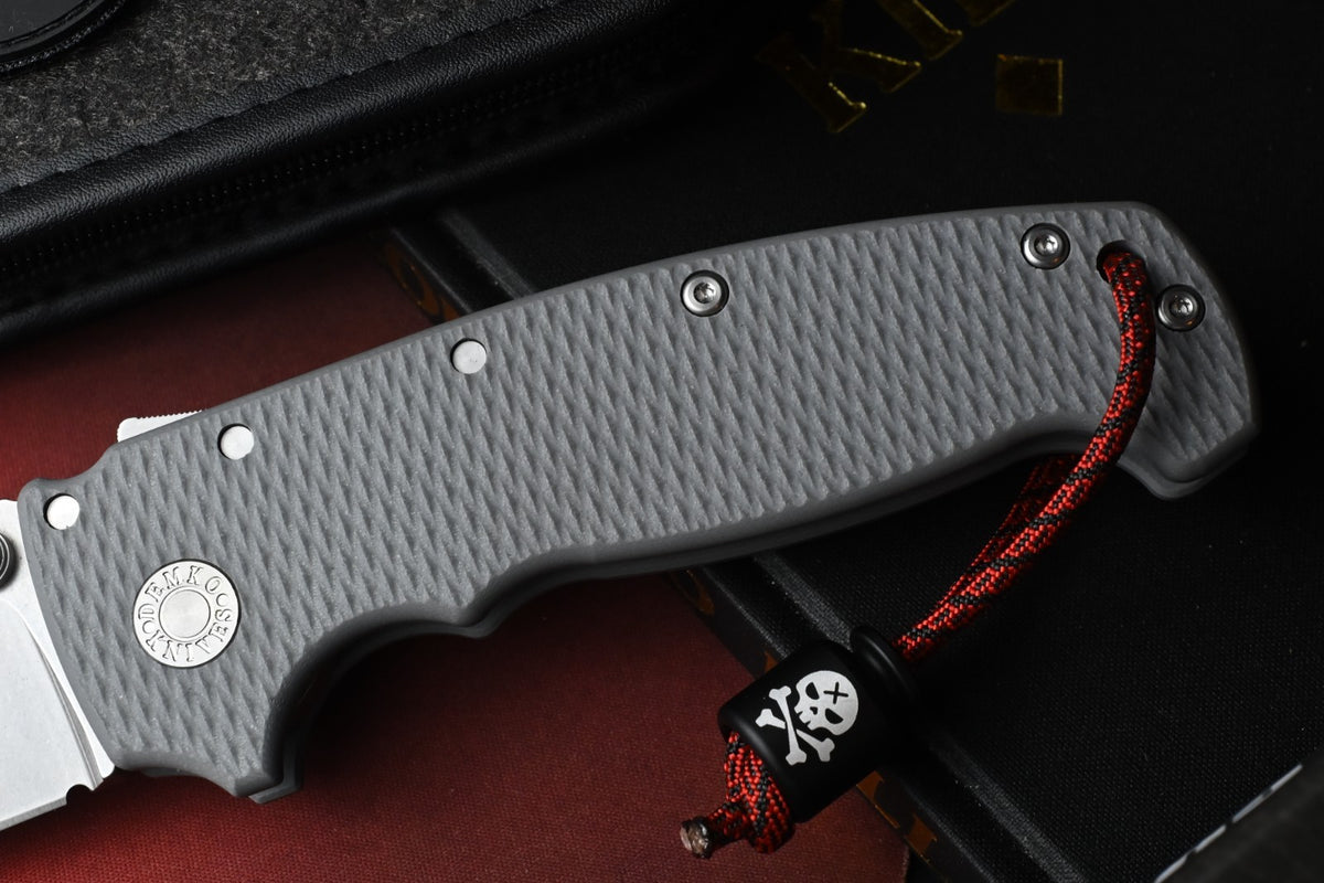 NEW Demko AD20 XXX Shark Lock - Grey G10 / CPM3V Stud Only w/ Poison Bead