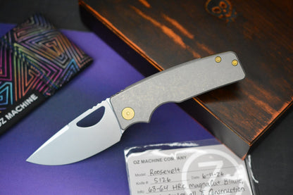 NEW Oz Machine Co Roosevelt STD Smooth Ti / Gold Ano Ti Hardware / MagnaCut Blade