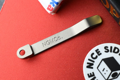 NEW Nice Guy Machine Co - Pocket Clip For Mick Striders - Glass Blasted Titanium