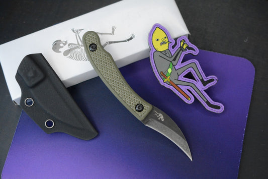 RARE Ed’s Manifesto & Sneakreaper Elvia Field Knife - Green G10 / Acid Stonewash