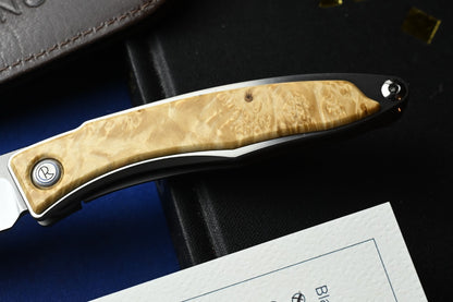 NEW Chris Reeve Mnandi - Box Elder Wood Inlay / Magnacut DP w/ Leather Sheath
