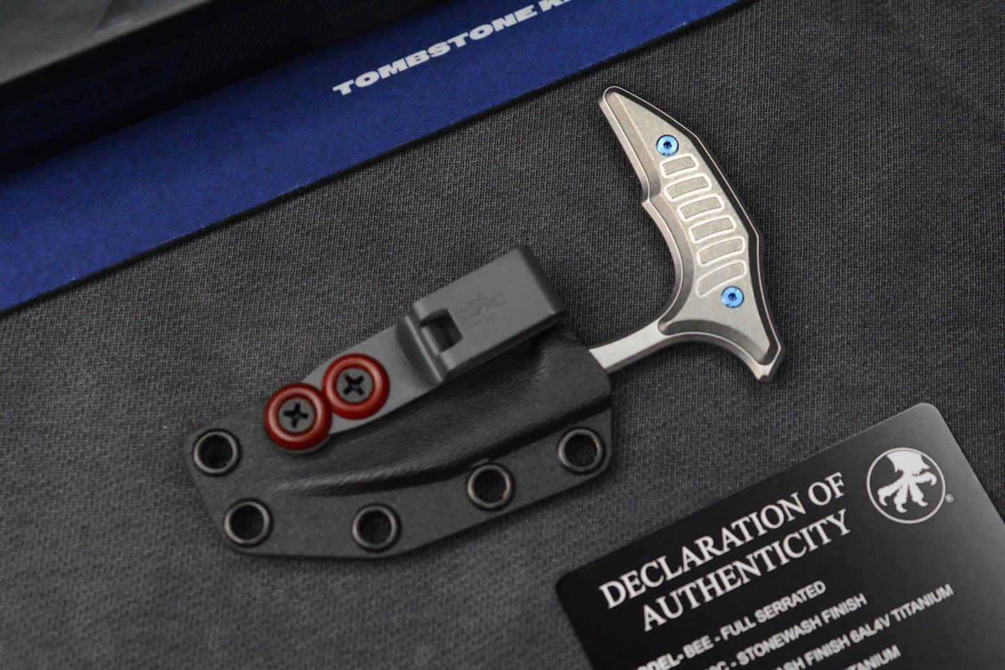 NEW Microtech x Bastinelli Bee SW Full Serr / Blue Ti HDW Marfione Selects w/COA