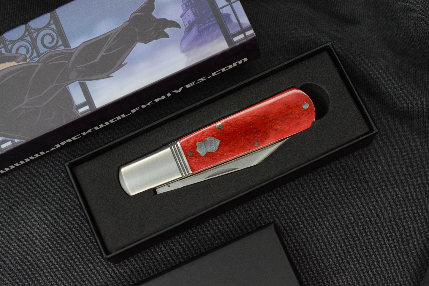 NEW Jack Wolf Gateway Barlow - Red Bone Handle/ Nickel Silver/ Sandvik 14C28N