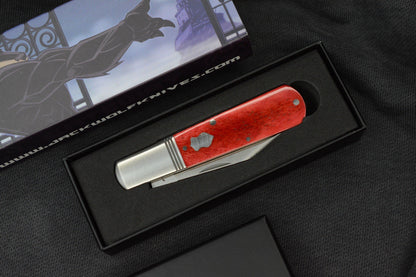 NEW Jack Wolf Gateway Barlow - Red Bone Handle/ Nickel Silver/ Sandvik 14C28N