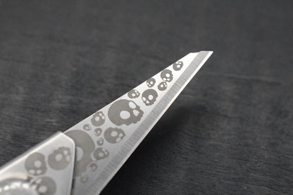 CUSTOM Apparatus EDC Utility Knife Skull Edition Titanium/ Brass & Rock Bead
