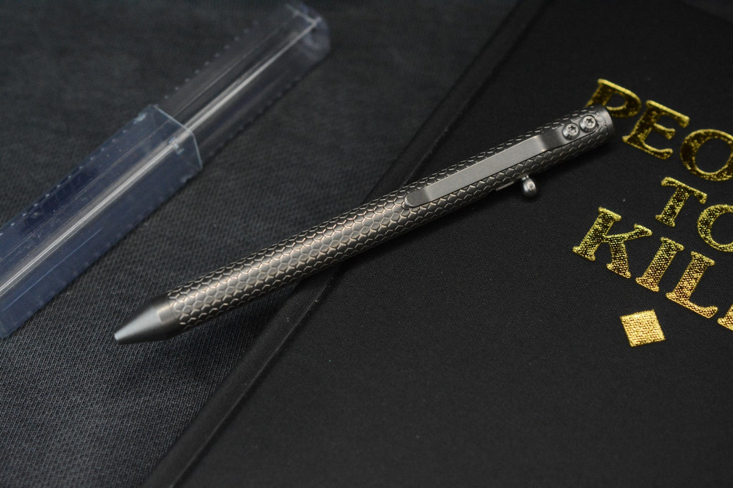 RARE Custom Fellhoelter TiBolt Pen - 5.5” Titanium Engraved Dragon Scale Pattern