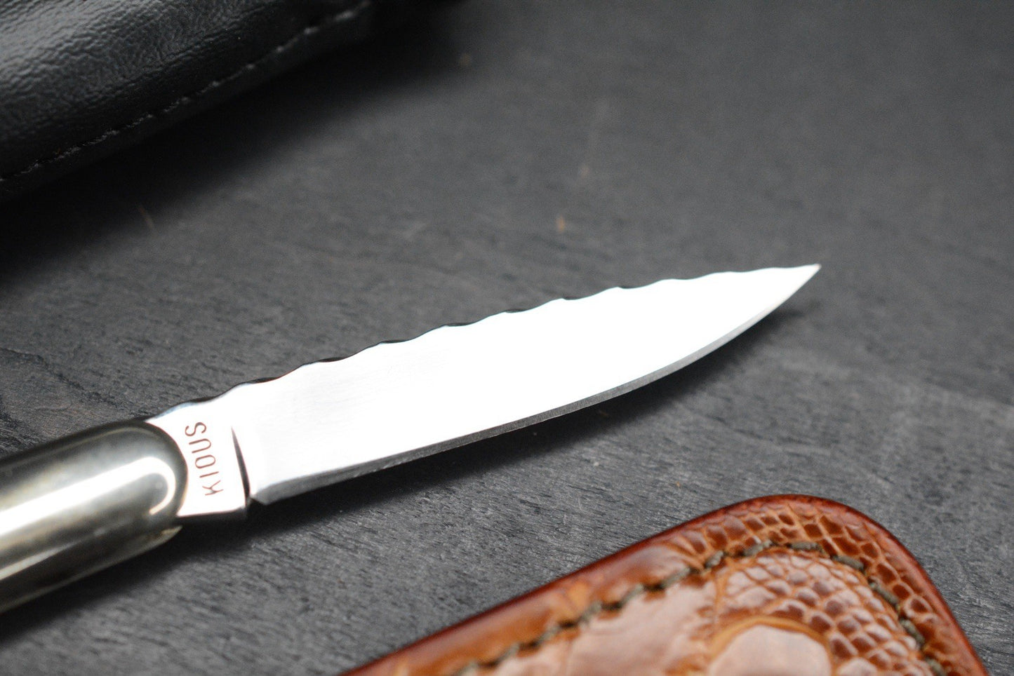 RARE++ Joe Kious Slipjoint Mother Of Pearl / Engraved Lock Back / Bolsters