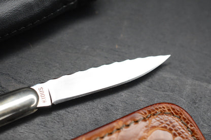 RARE++ Joe Kious Slipjoint Mother Of Pearl / Engraved Lock Back / Bolsters