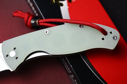 RARE Spyderco Tenacious Tanto - Jade Natural G10 / 8CR13 Stainless w/ TKW Bead