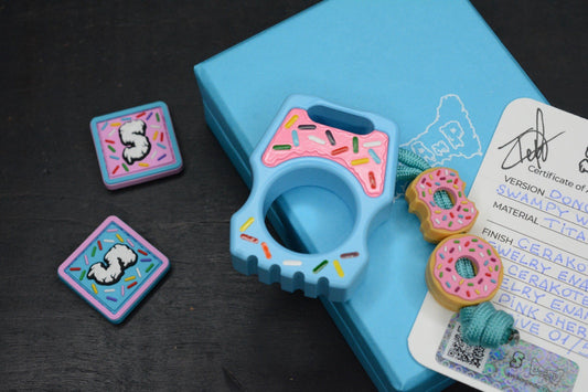 NEW SWAMP EDC Swampy Whale - Dessert Warrior Donut Print Blue w/ Beads & Patch