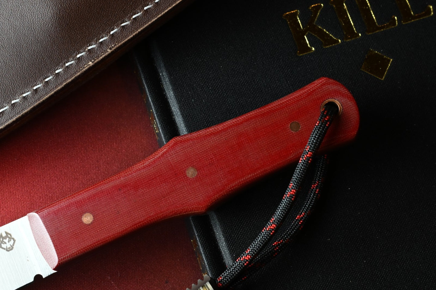 RARE Jack Wolf x LT Wright USA MADE Vampire Hunter - Red Linen Micarta w/ Sheath