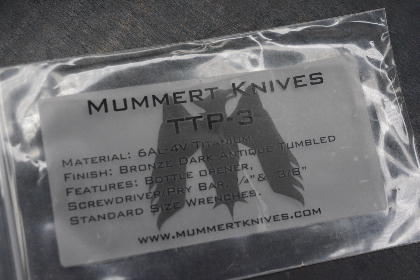 RARE Mummert Knives TTP-3 Ti - Bronze Antique Tumbled Bottle Opener w/ Curator
