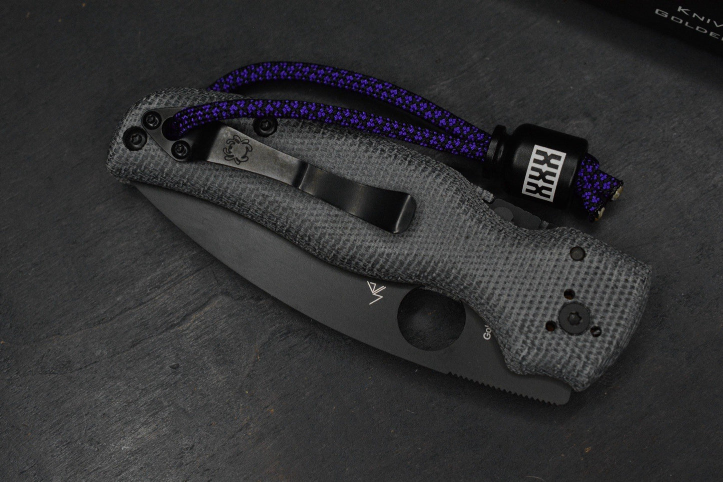 NEW Spyderco Shaman Grey Micarta Black DLC M390 Drop Point  w/ Poison Bead