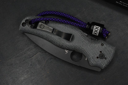 NEW Spyderco Shaman Grey Micarta Black DLC M390 Drop Point  w/ Poison Bead