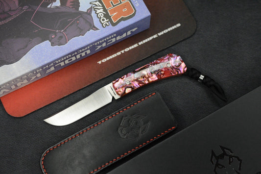 NEW Jack Wolf Pioneer Jack FIXedc - Red Abalone / S90V w/ Sheath