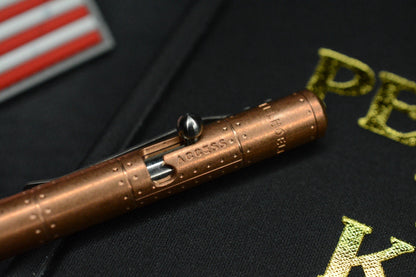 RARE Fellhoelter TiBolt Ltd Ed - WWII Warthog Copper Pen 5.5”  w/ USA Patch