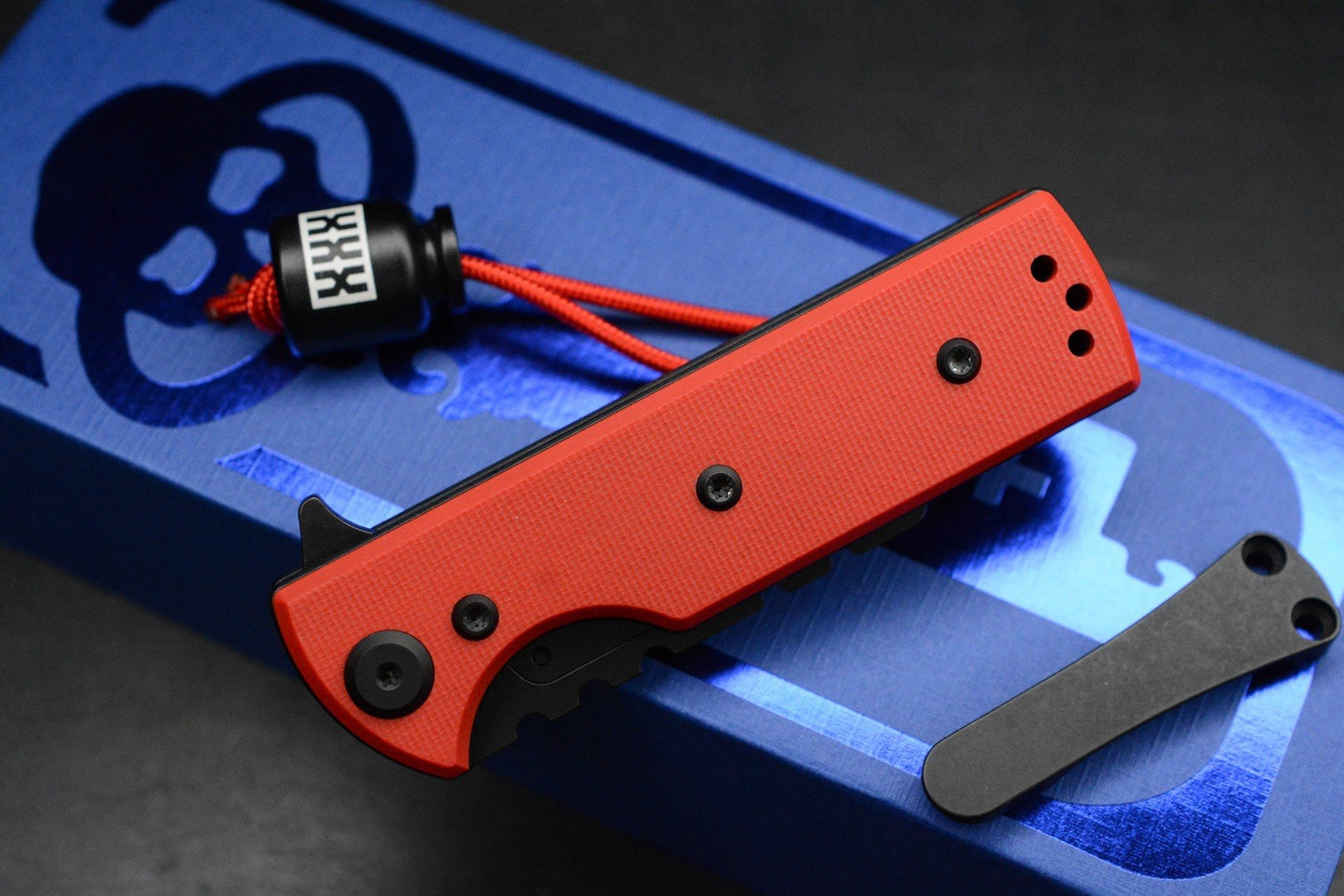 NEW Chaves EXC Chub Utility Knife Flipper / Red Micarta Handle w/ Poison Bead