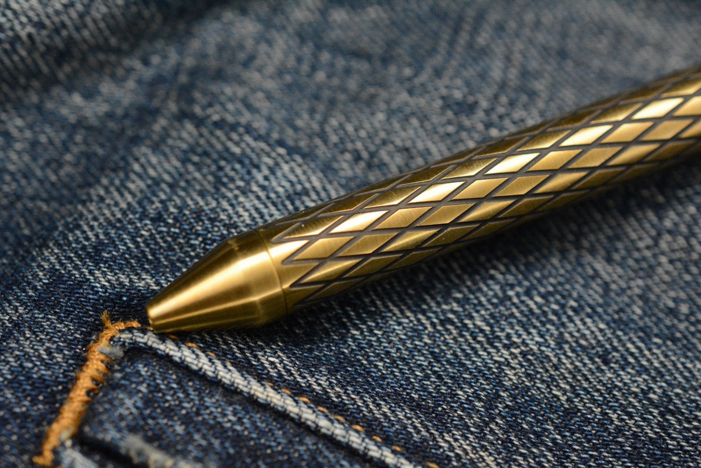 RARE Custom Fellhoelter TiBolt Pen - 5.5” Brass Engraved Dragon Scale Pattern