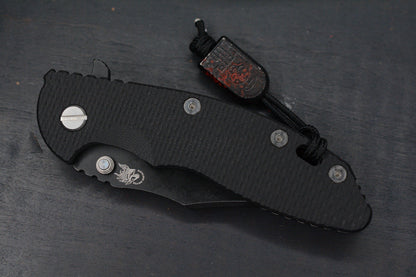 RARE Hinderer XM-18 Battle Black Magnacut Bowie/ G10 w/ Splatter Tombstone Bead