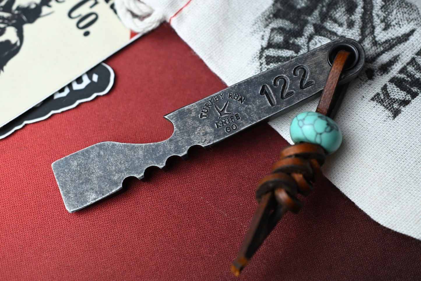 RARE Turkey Run Knife Co Pry - SW 80CRV2  w/ Turquoise Trustone Bead SN 122