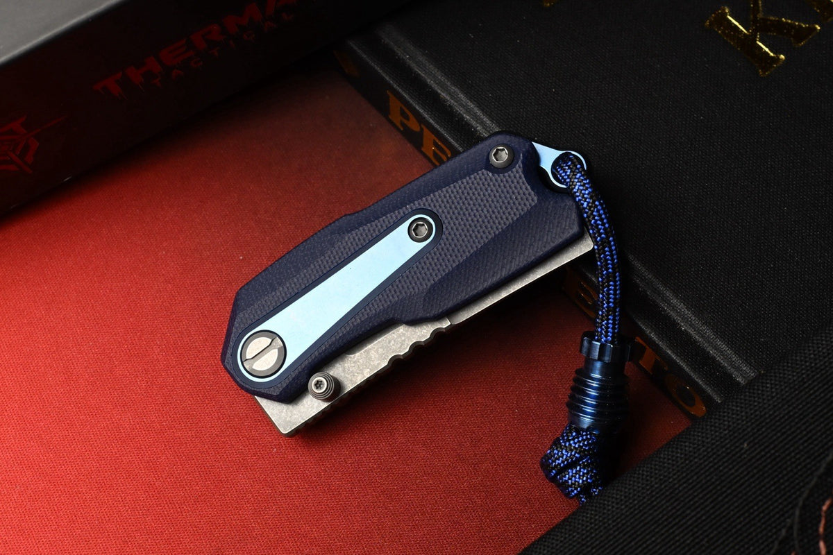 NEW Thermal Tactical Ambient - Navy Blue G10 / Stonewashed M390 w/ Radiator Bead