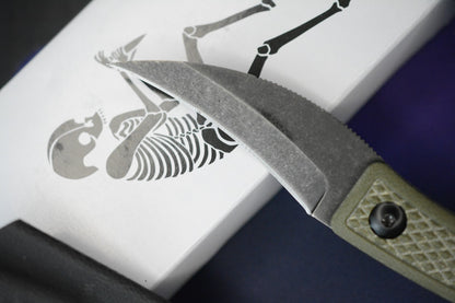 RARE Ed’s Manifesto & Sneakreaper Elvia Field Knife - Green G10 / Acid Stonewash