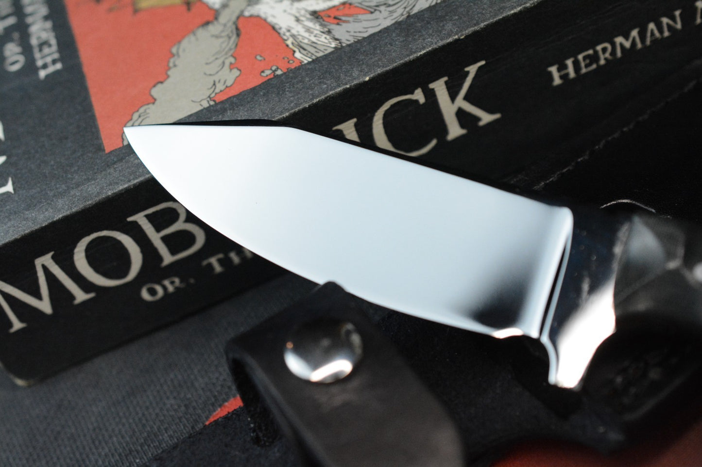 CUSTOM Crimson Bushcraft Mirror Polish Hollow Grind Textured Black Micarta