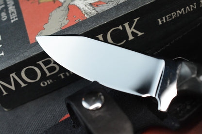 CUSTOM Crimson Bushcraft Mirror Polish Hollow Grind Textured Black Micarta