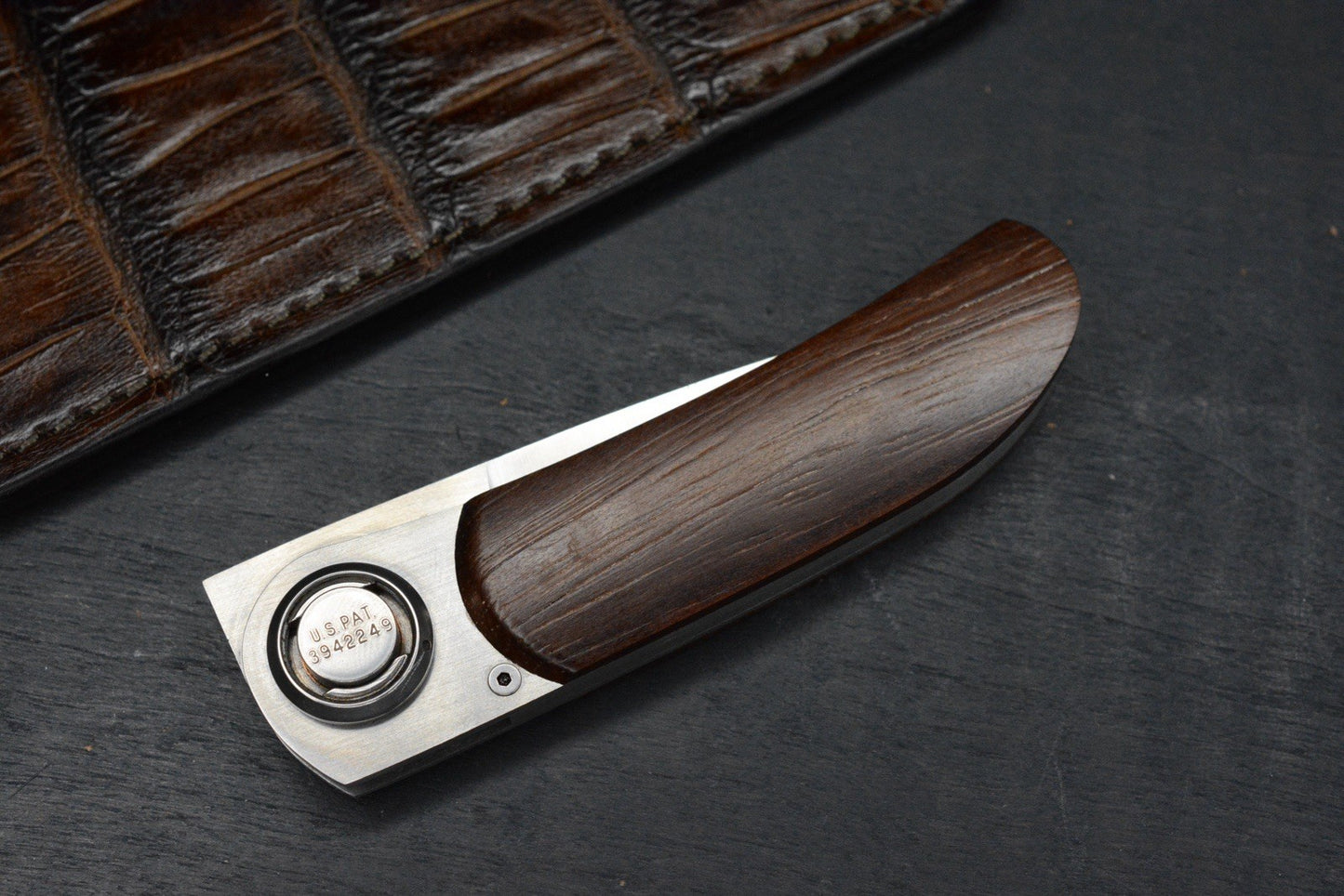 RARE Gerber Paul Knife 2PW Cocobolo Wood Handles w/ Robertson Gator Sheath