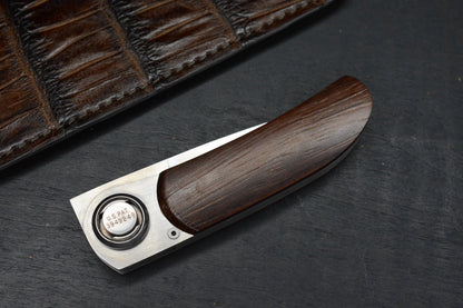 RARE Gerber Paul Knife 2PW Cocobolo Wood Handles w/ Robertson Gator Sheath