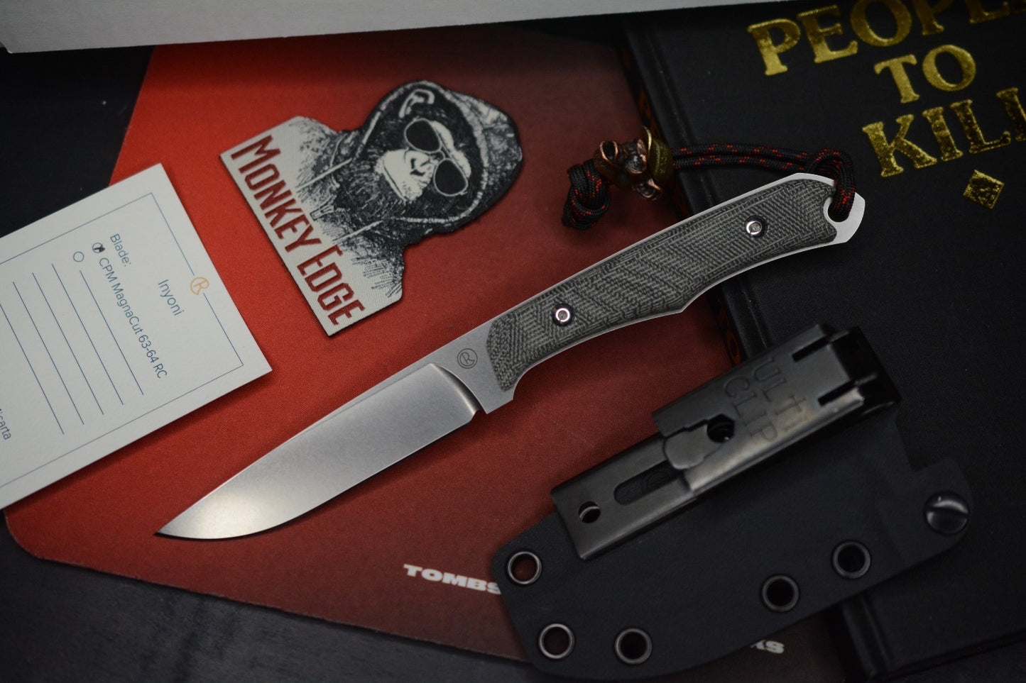 NEW Chris Reeve Inyoni Black Canvas Micarta Magnacut w/ Monkey Edge Patch & Bead
