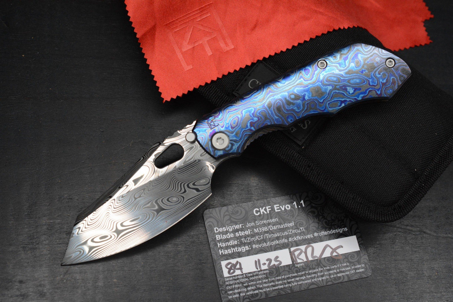 RARE Custom Knife Factory Rotten Evo 1.1 Full Dress Zircuti & Damasteel