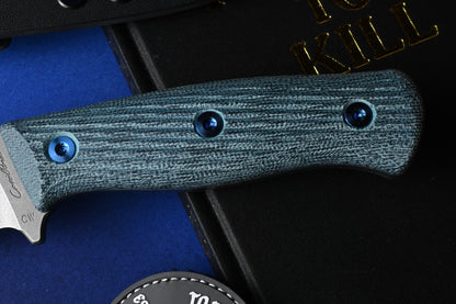 RARE Carothers Performance Knives FK3 Field - Blue Canvas Micarta / Magnacut