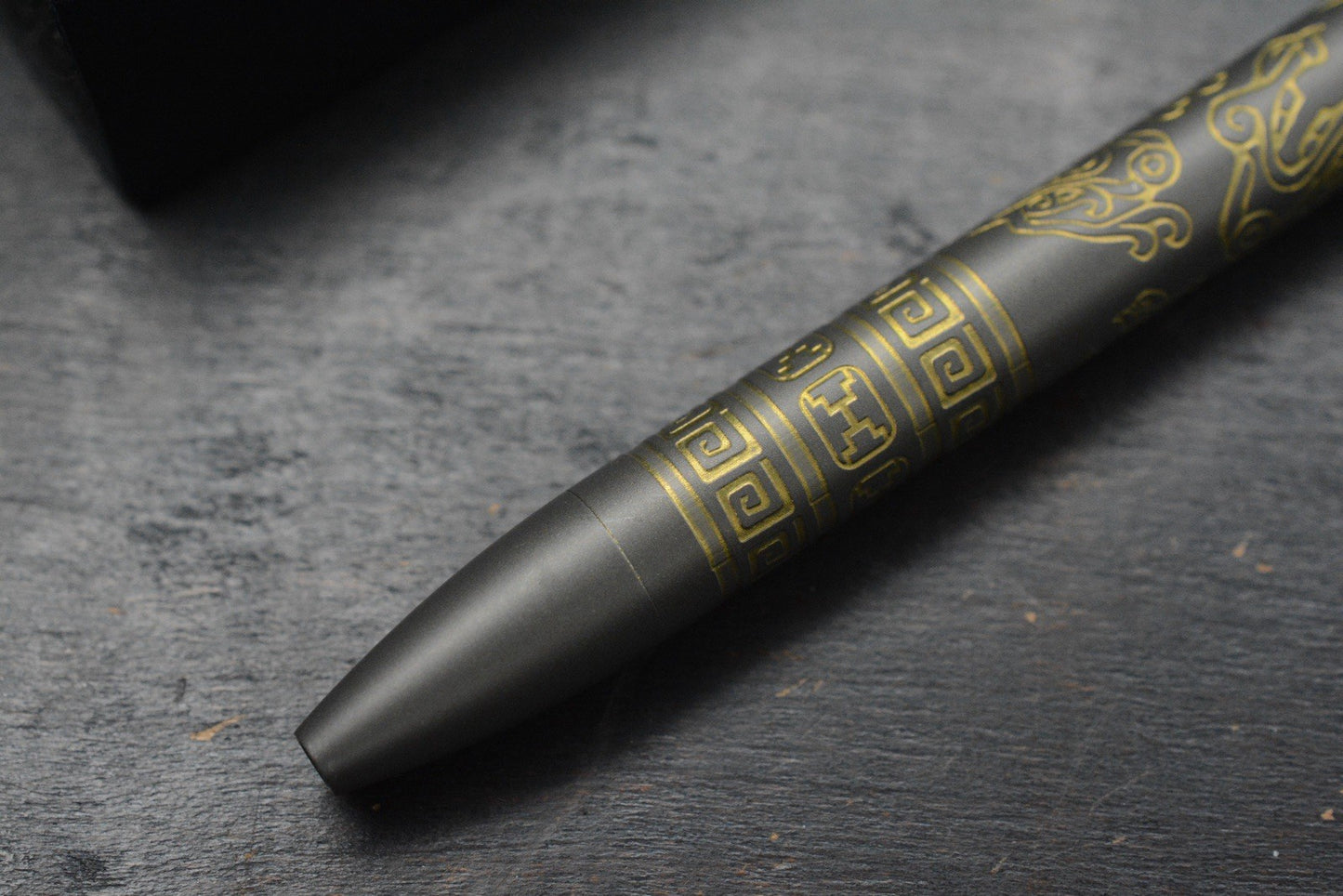 NEW Tactile Turn x Terzuola Slim Bolt Action Pen - Dark Grey Ti/Ano Gold Accents