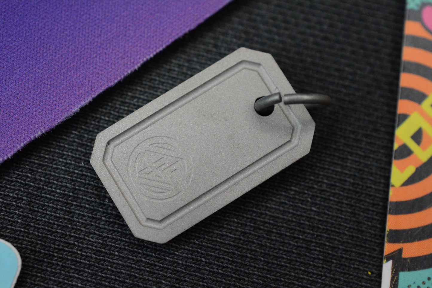 RARE 4t5 Design Mini Dog Tag Matte Titanium Stamped Logo