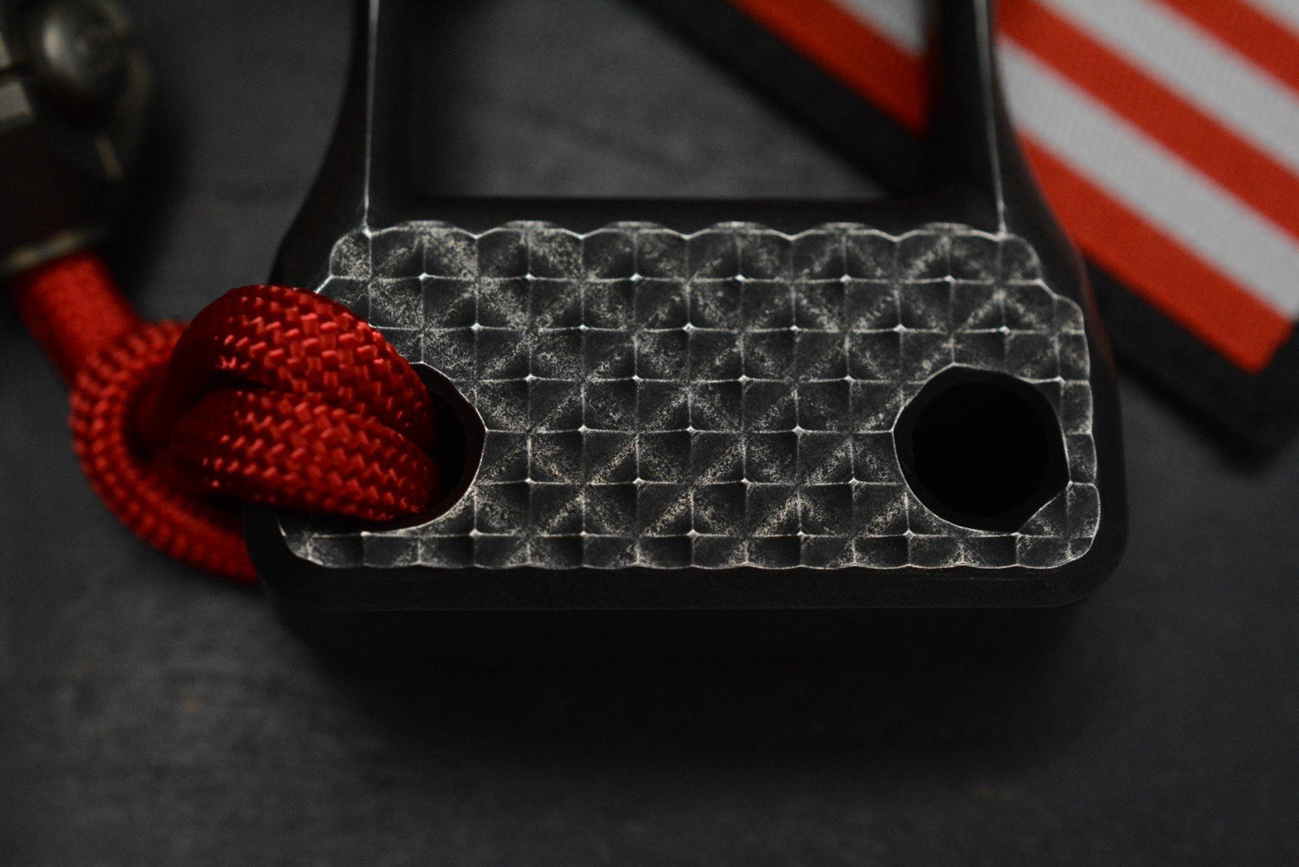 CUSTOM CJ’s Cave 1FK Diamond Plate Patina Brass Bottle Opener w/CKF Bead & Patch