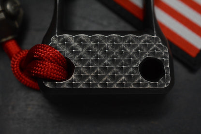 CUSTOM CJ’s Cave 1FK Diamond Plate Patina Brass Bottle Opener w/CKF Bead & Patch